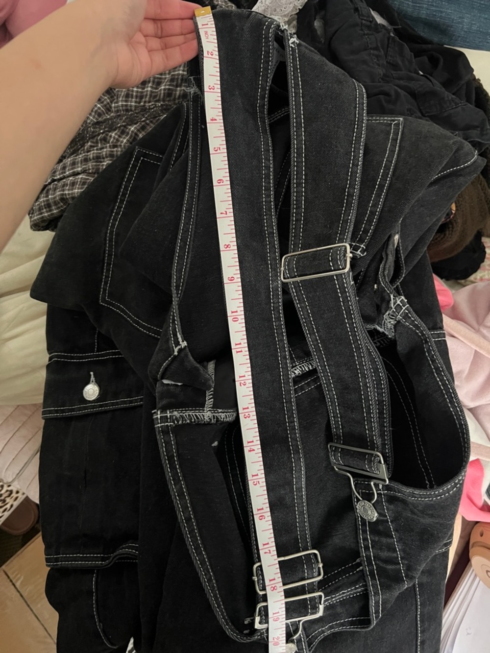Forever 21 Black Baggy Denim with White Stitching Overalls - Picture 13 of 13